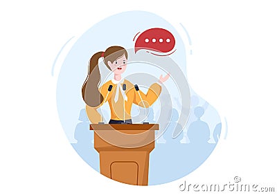 Politician Cartoon Hand Drawn Illustration with Election and Democratic Governance Ideas Participate in Political Debates Vector Illustration