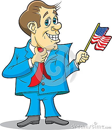 Politician with Flag Vector Illustration