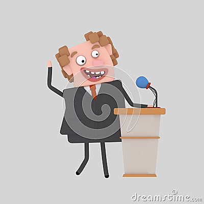Politician giving a meeting on a pulpit Cartoon Illustration