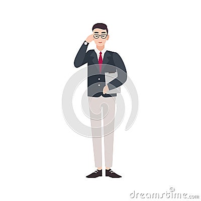 Politician, government worker, public servant, official or delegate dressed in smart suit. Funny male cartoon character Vector Illustration