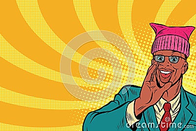 Politician man in a hat campaigning Vector Illustration