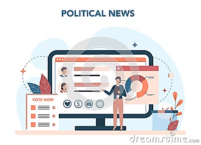 Politician online service or platform. Political party program building, Vector Illustration