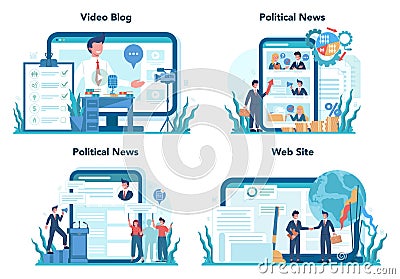 Politician online service or platform set. Idea of election Vector Illustration