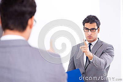 The politician planning speach in front of mirror Stock Photo