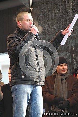 Politician Sergei Udaltsov on the stage of Editorial Stock Photo