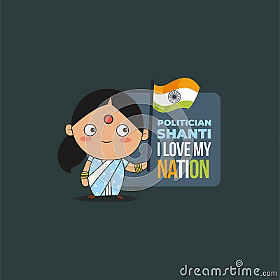 Politician shanti i love my nation vector mascot logo Vector Illustration