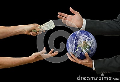 Politicians and big business selling the world Stock Photo