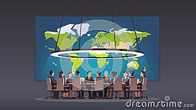 Politicians group authority sitting at round table Vector Illustration