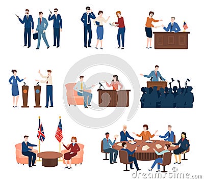 Politicians Flat Set Vector Illustration