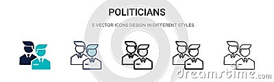 Politicians icon in filled, thin line, outline and stroke style. Vector illustration of two colored and black politicians vector Vector Illustration