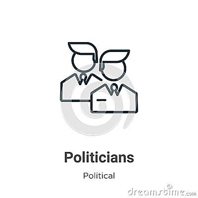 Politicians outline vector icon. Thin line black politicians icon, flat vector simple element illustration from editable political Vector Illustration