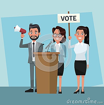 Politicians in vote campaign Vector Illustration