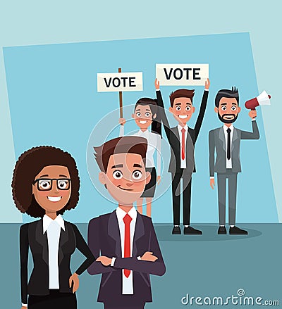 Politicians in vote campaign Vector Illustration