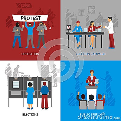 Politics Concept Icons Set Vector Illustration