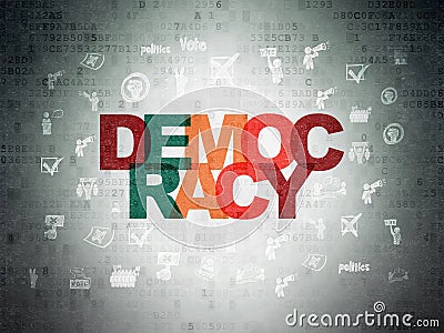 Politics concept: Democracy on Digital Data Paper background Stock Photo