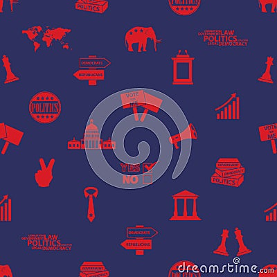 Politics red and blue icons seamless pattern Vector Illustration