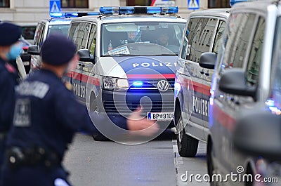 Police operations and police control in Vienna Editorial Stock Photo