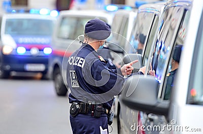 Police operations and police control in Vienna Lockdown Shutdown Editorial Stock Photo
