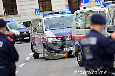 Police operations and police control in Vienna Lockdown Shutdown Editorial Stock Photo
