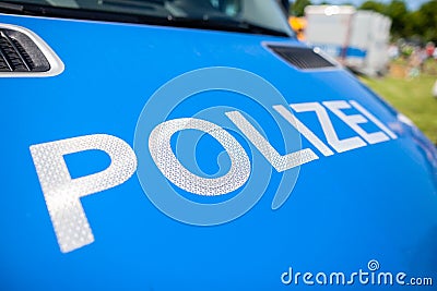 Polizei sign on a german police car Stock Photo