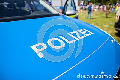 Polizei sign on a german police car Stock Photo