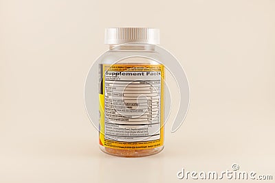 Polk County, WI / USA - October 31 / 2020: Bottle of Airborne immune support supplement Editorial Stock Photo