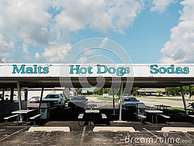 The Polk-a-Dot Drive in on Route 66 in Braidwood, Illinois Editorial Stock Photo