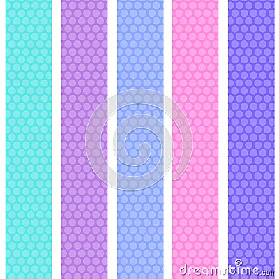 Polka dot background seamless pattern with pink lilac blue stripes. Vector Vector Illustration