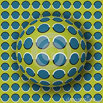 Polka dot ball rolling along the polka dot surface. Abstract vector optical illusion illustration Vector Illustration