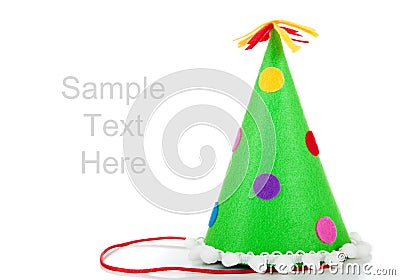 Polka-dot birthday hat onwhite with copy space Stock Photo