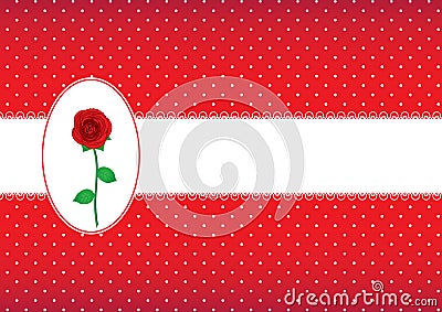 Polka dot card with rose Vector Illustration