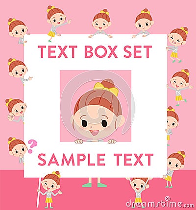 Polka dot clothes ribbon girl text box Vector Illustration