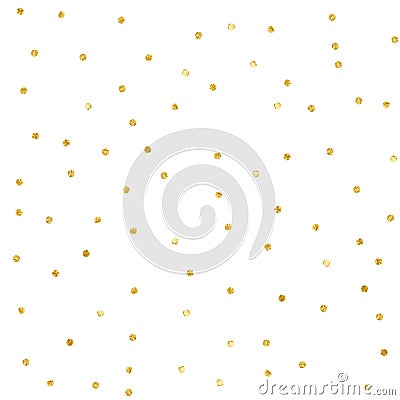 Polka Dot Confetti. Gold textured dots isolated Vector Illustration