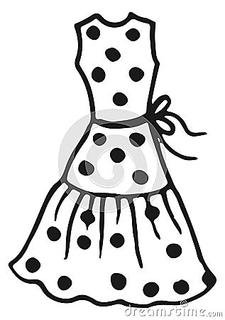 Polka dot dress icon. Female fashion symbol Vector Illustration