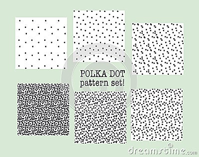 Polka dot fabric sample. assorted set of dotted repeatable patte Vector Illustration