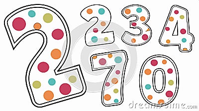 Polka dot numbers 234, playful typography design vector design Generative AI Vector Illustration