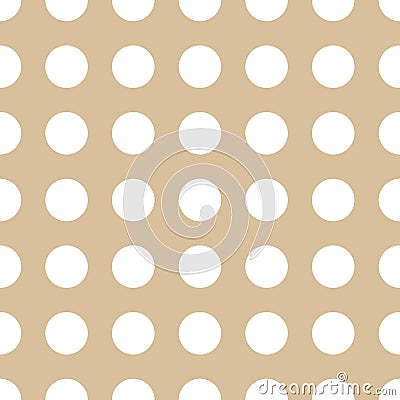 Polka Dot Pattern. White Dot on Marzipan Brown Background Color. Seamless Background for graphic design, fabric, textile, fashion Stock Photo