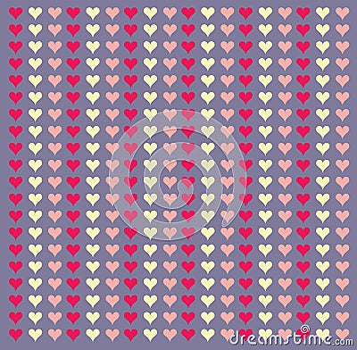 Polka dot red pattern with hearts. Vector Stock Photo