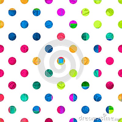 Polka Dot Seamless pattern. Colorful different circles ornament. Stock Photo