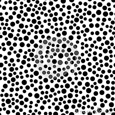 Polka dot seamless pattern in flat simple style. Vector spot texture with black points isolated on white background Vector Illustration