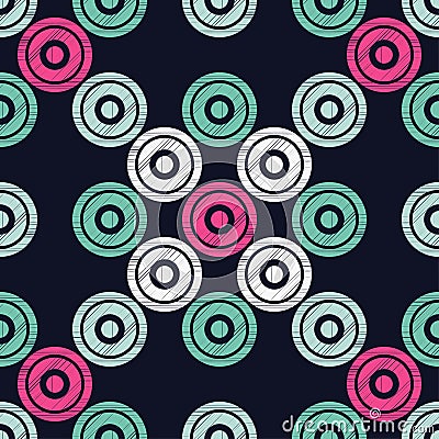 Polka dot seamless pattern. Geometric background. Dots, circles and buttons. Stock Photo