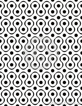 Polka dot seamless pattern with geometric figures Vector Illustration