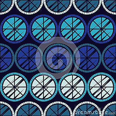 Polka dot seamless pattern. Mosaic of ethnic figures. Bali. Old texture. Geometric background. Stock Photo