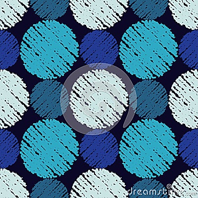 Polka dot seamless pattern. Scratch texture. Stock Photo