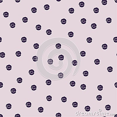 Polka dot sketch lilac seamless pattern. Retro motif. Cartoon Illustration