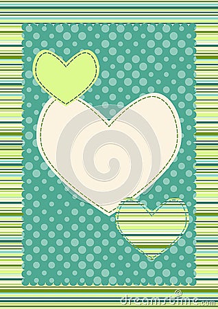 Polka Dot Stripes and Hearts Valentines Card Stock Photo