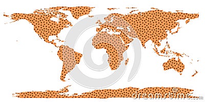 Polka dots globe, world, colors, isolated. Cartoon Illustration