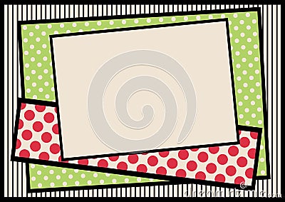 Polka dots and stripes border frame Stock Photo