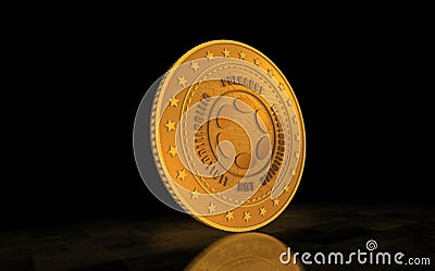 Polkadot cryptocurrency symbol golden coin 3d illustration Cartoon Illustration