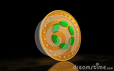 Polkadot cryptocurrency symbol golden coin 3d illustration Cartoon Illustration